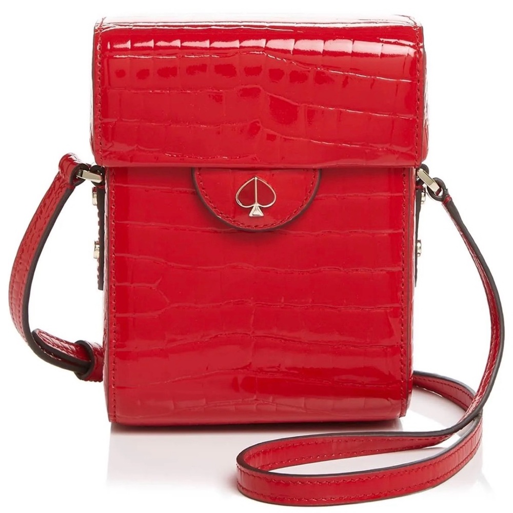 KATE SPADE NEW YORK Cleo Croc-Embossed Leather Camera Bag hot chili